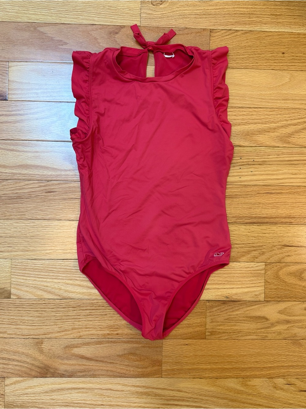 Vineyard Vines Girls Size 10 Red One-Piece swim suit with ruffle sleeves